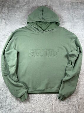 Saint Morta Unity Hoodie Moss Green Embossed Logo Large
